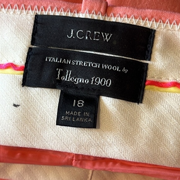 J. Crew Womens Italian Stretch Wool Tollegno 1900 Peach Business Winter Pants - Picture 8 of 14